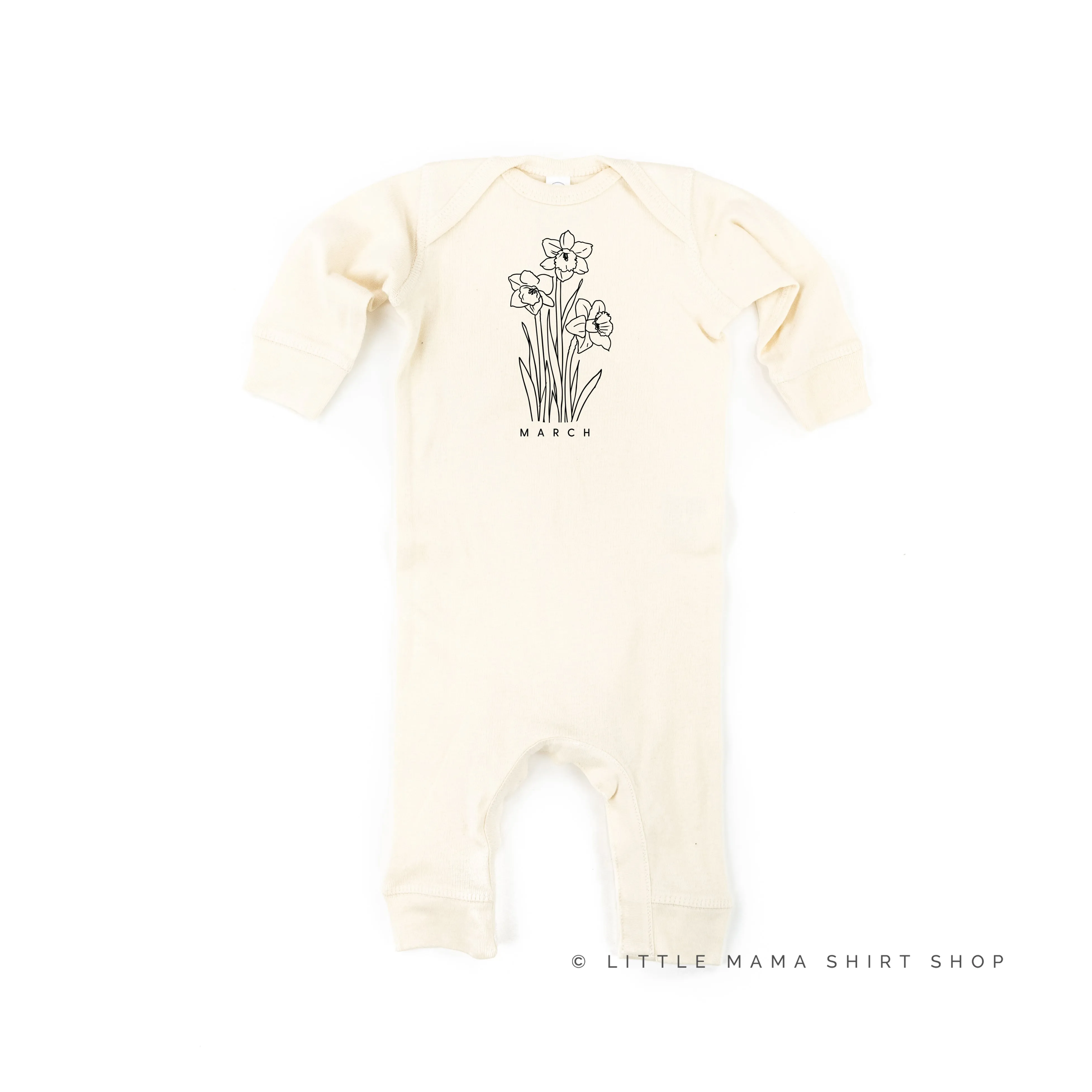 MARCH BIRTH FLOWER - Daffodil - One Piece Baby Sleeper