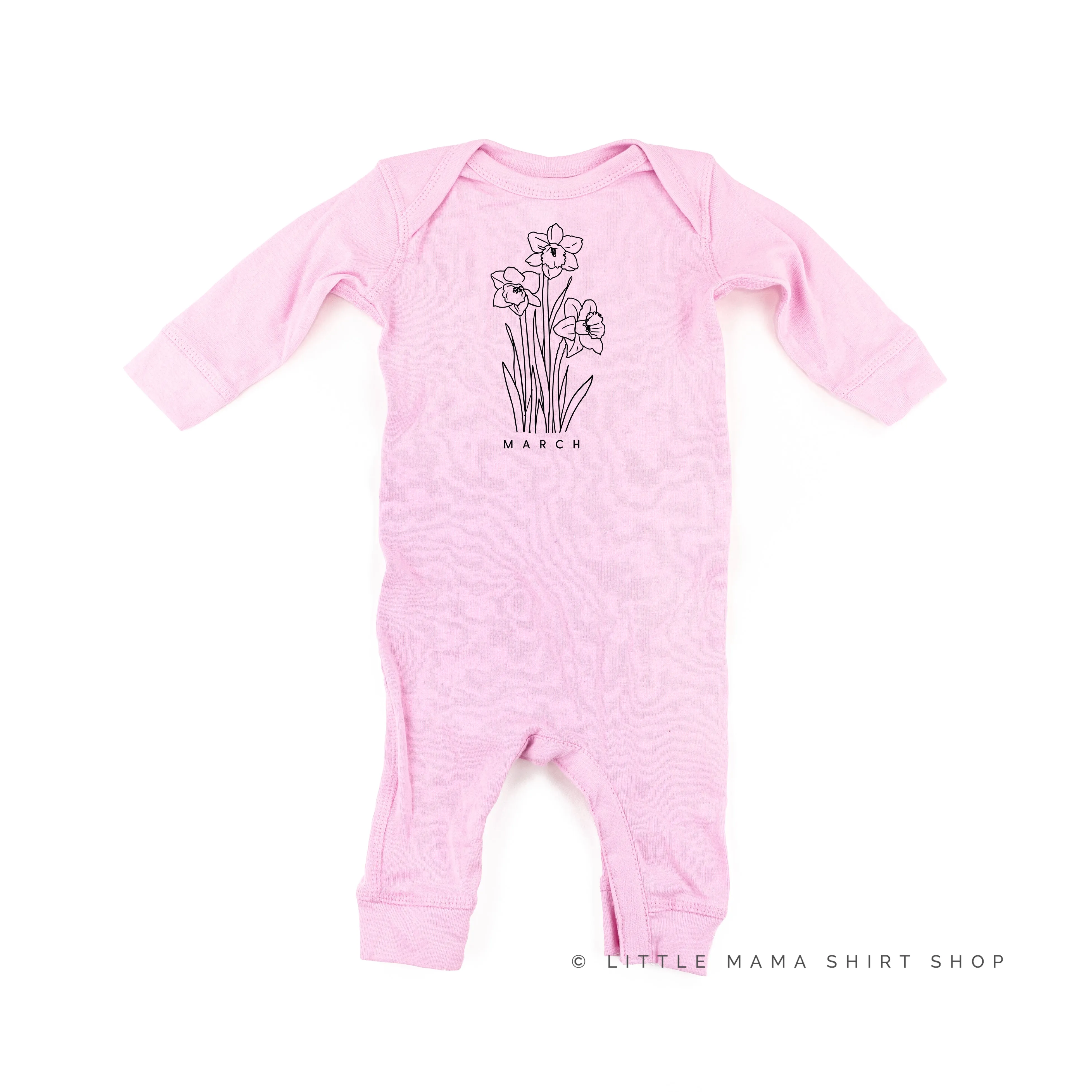 MARCH BIRTH FLOWER - Daffodil - One Piece Baby Sleeper