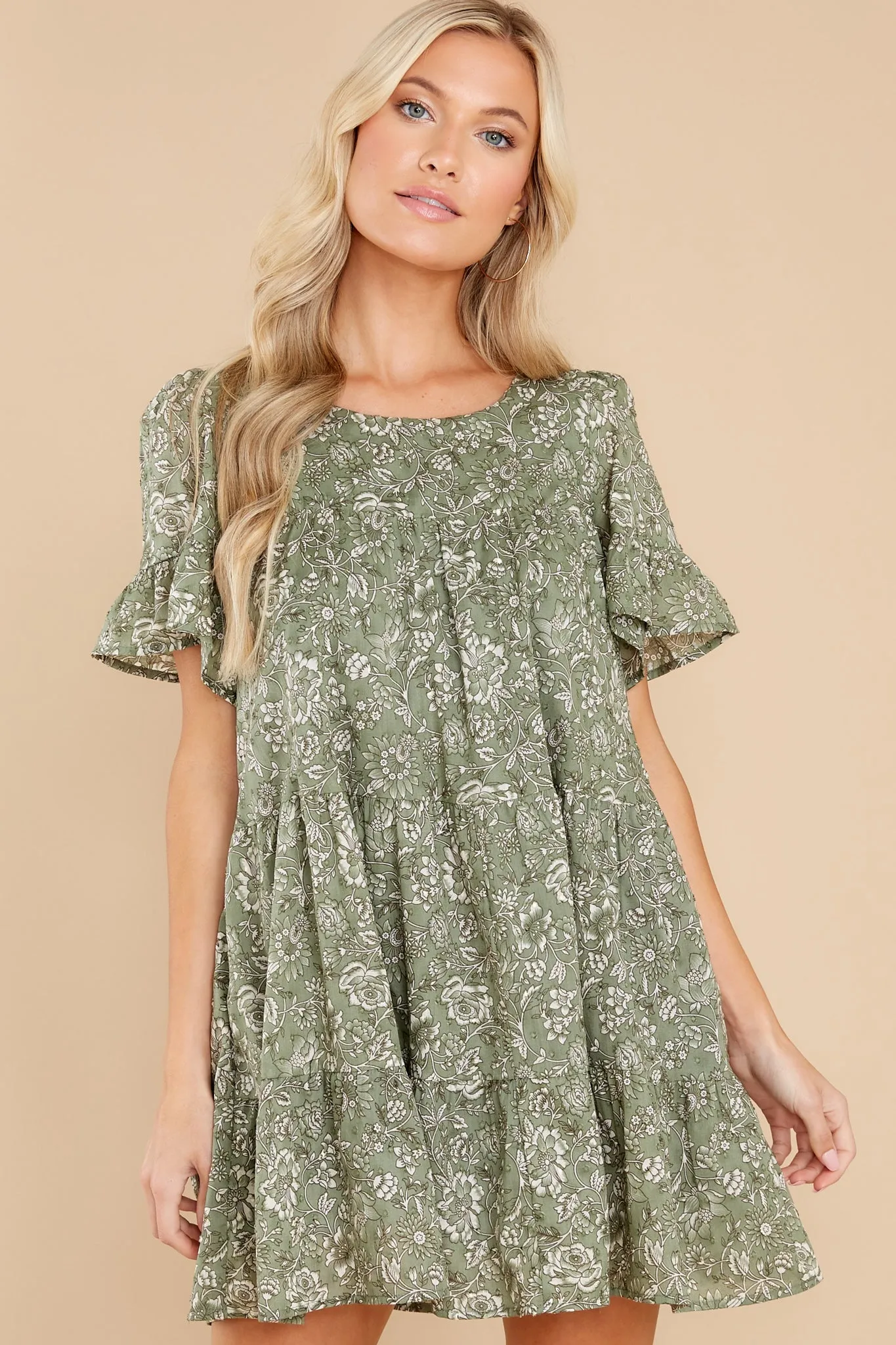 Meadow Views Sage Green Floral Print Dress