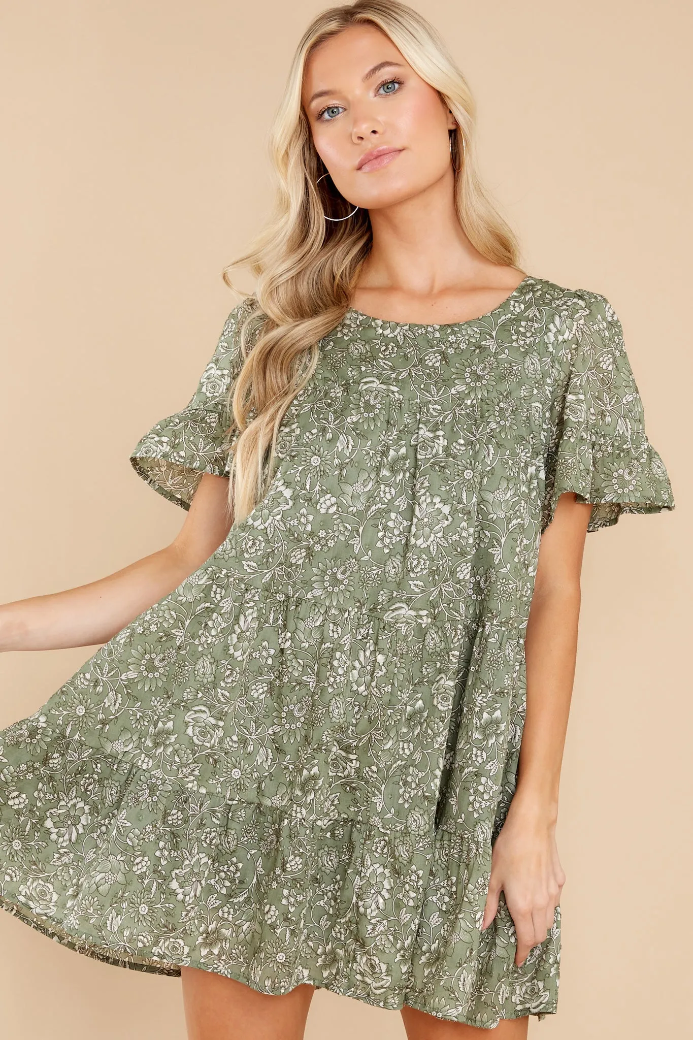 Meadow Views Sage Green Floral Print Dress