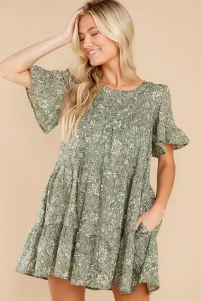 Meadow Views Sage Green Floral Print Dress