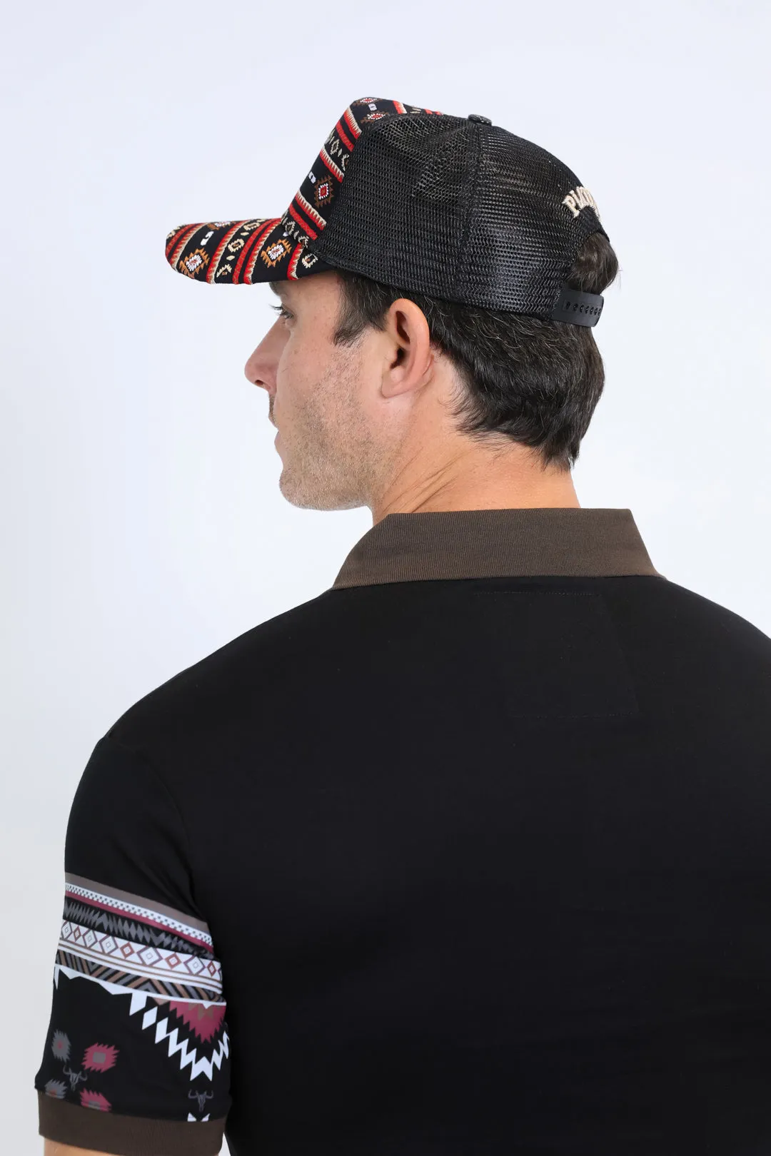 Mens Aztec Baseball Black/Burgundy Cap