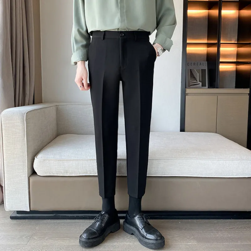 Men's Casual Business Cropped Straight Pants