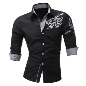 Mens Long-Sleeved Dress Shirt Dragons