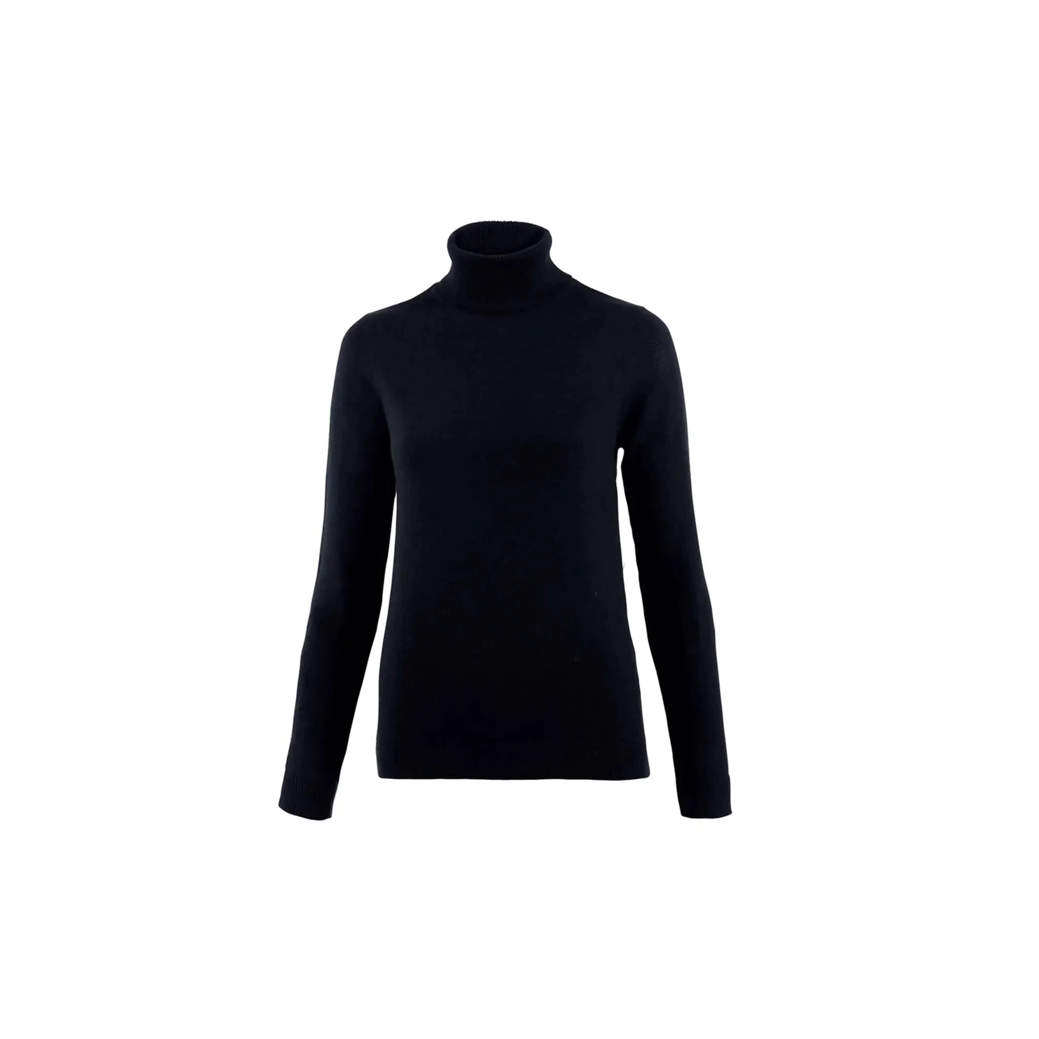 Merino Wool Roll Neck Black Jumper