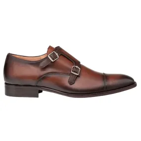 Mezlan Actore Chocolate Calfskin Double Monk Strap Shoes