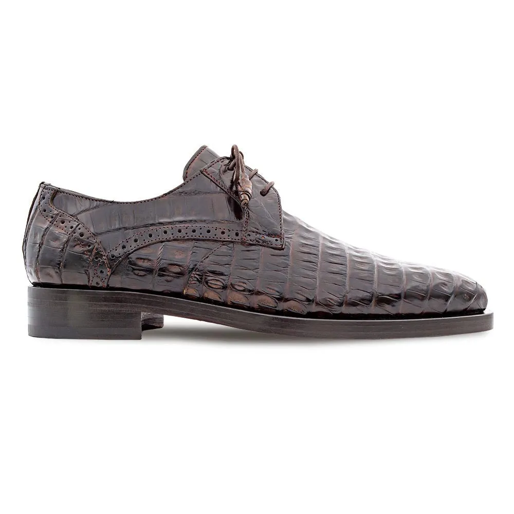 Mezlan Golfo Brown Plain Toe Crocodile Derby Shoes