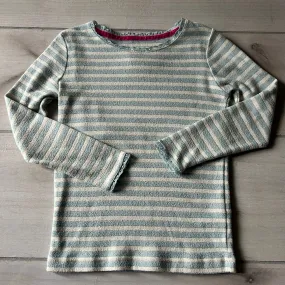 Mini Boden Ice Blue Sparkle Stripe Pointelle Long Sleeve Shirt