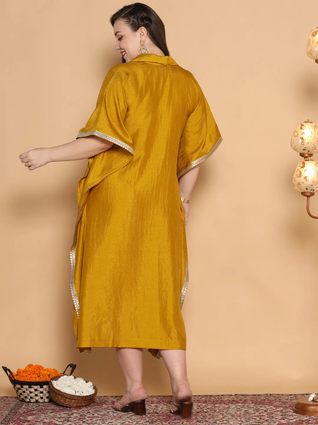 Mustard Silk Shirt Kaftan