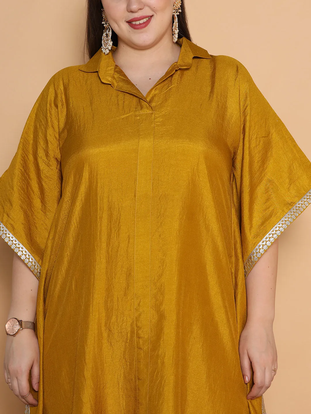 Mustard Silk Shirt Kaftan