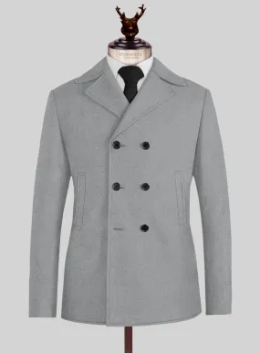 Naples Steel Gray Tweed Pea Coat