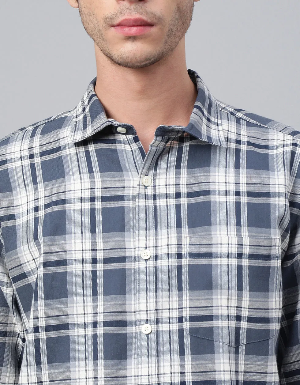 Navy Checks Printed Shirt