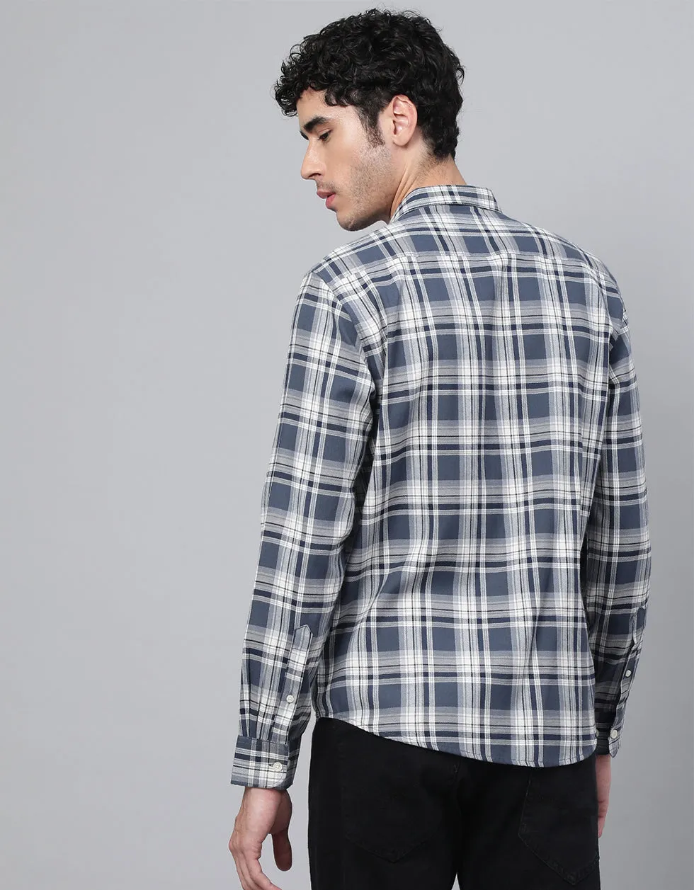 Navy Checks Printed Shirt