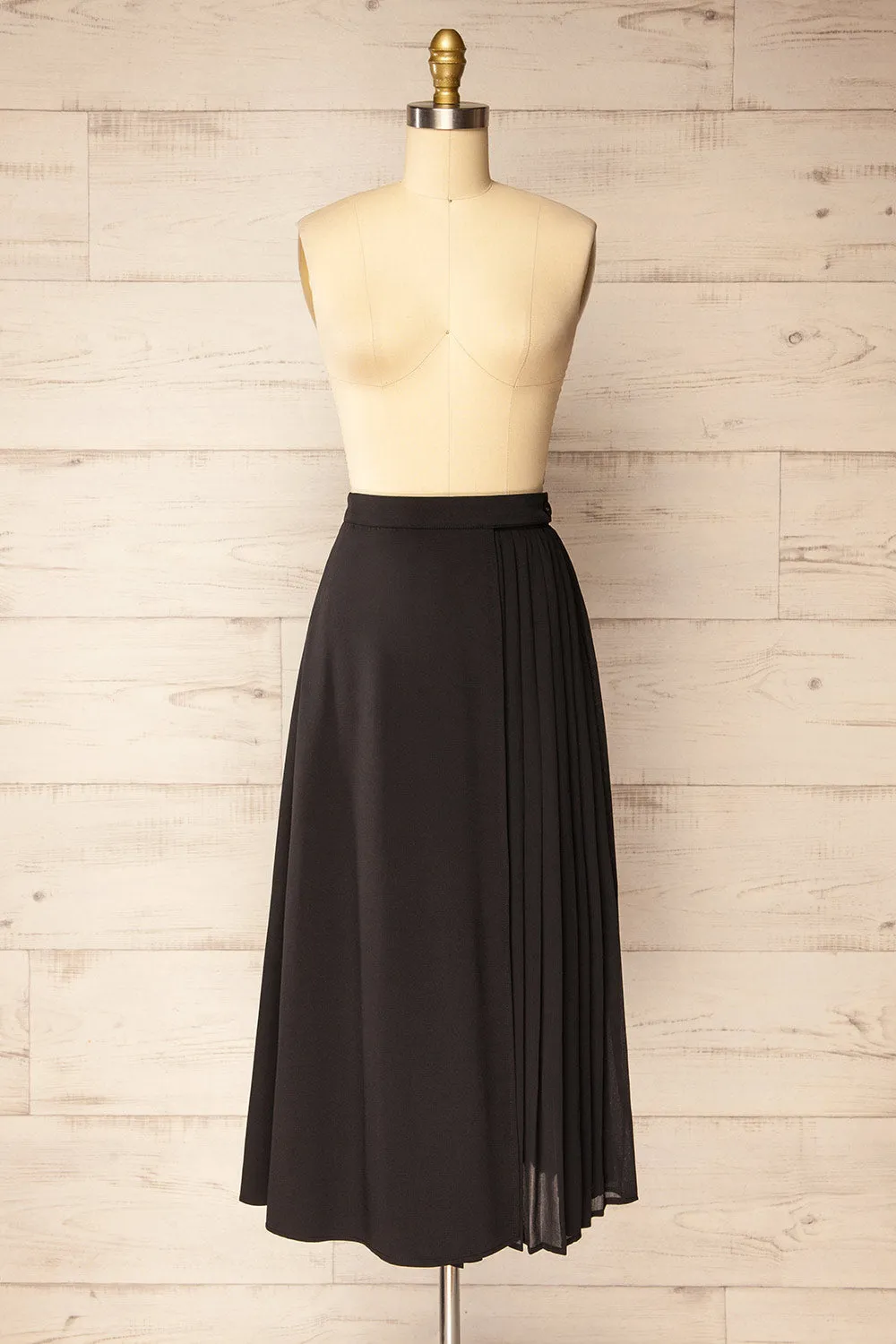 Nelson | Pleated Midi Black Skirt