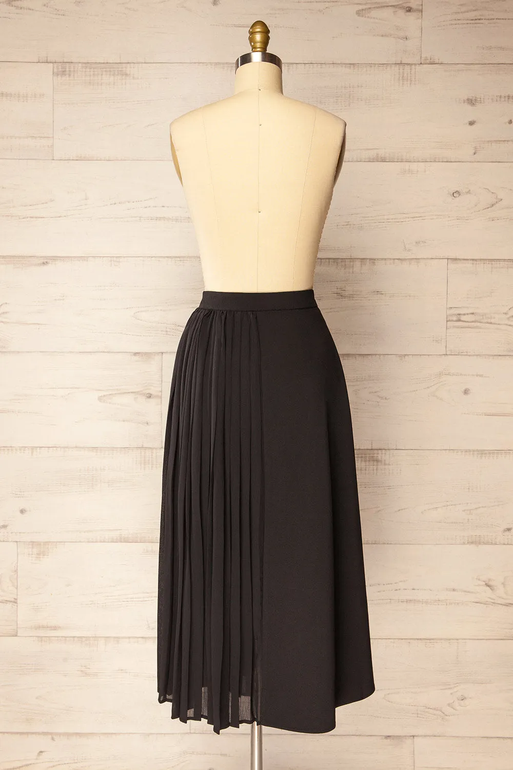 Nelson | Pleated Midi Black Skirt