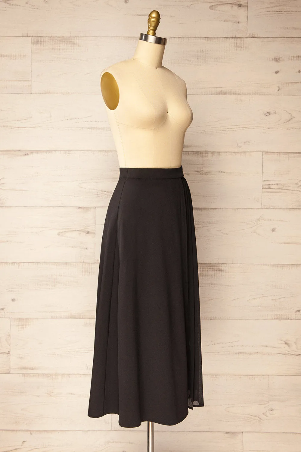 Nelson | Pleated Midi Black Skirt