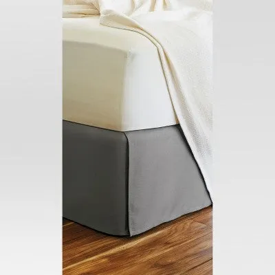 New - Threshold Bed Skirt Oversized Cotton Sateen Pleated Wrinkle-Free, White, Queen