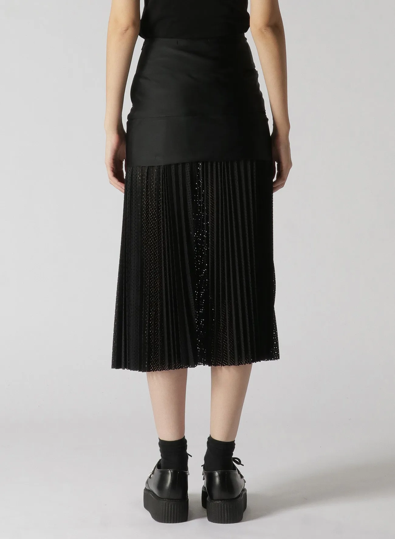 NYLON POLYURETHANE TRICOT MESH PLEATED SKIRT