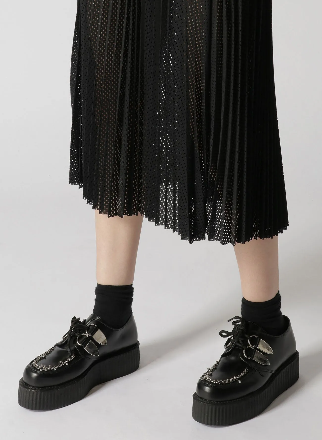 NYLON POLYURETHANE TRICOT MESH PLEATED SKIRT