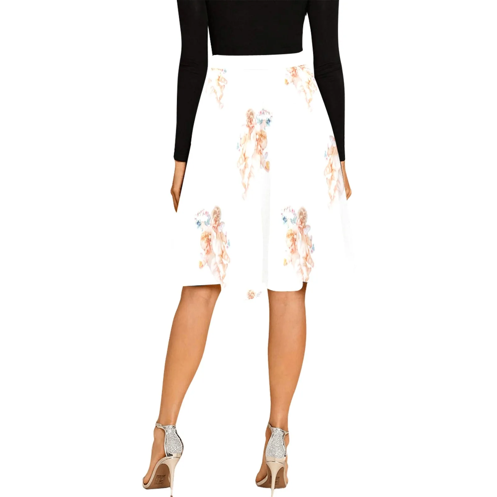 off white cheribum print Melete Pleated Midi Skirt (Model D15)