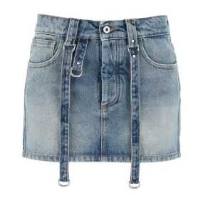 Off-White denim mini skirt with straps