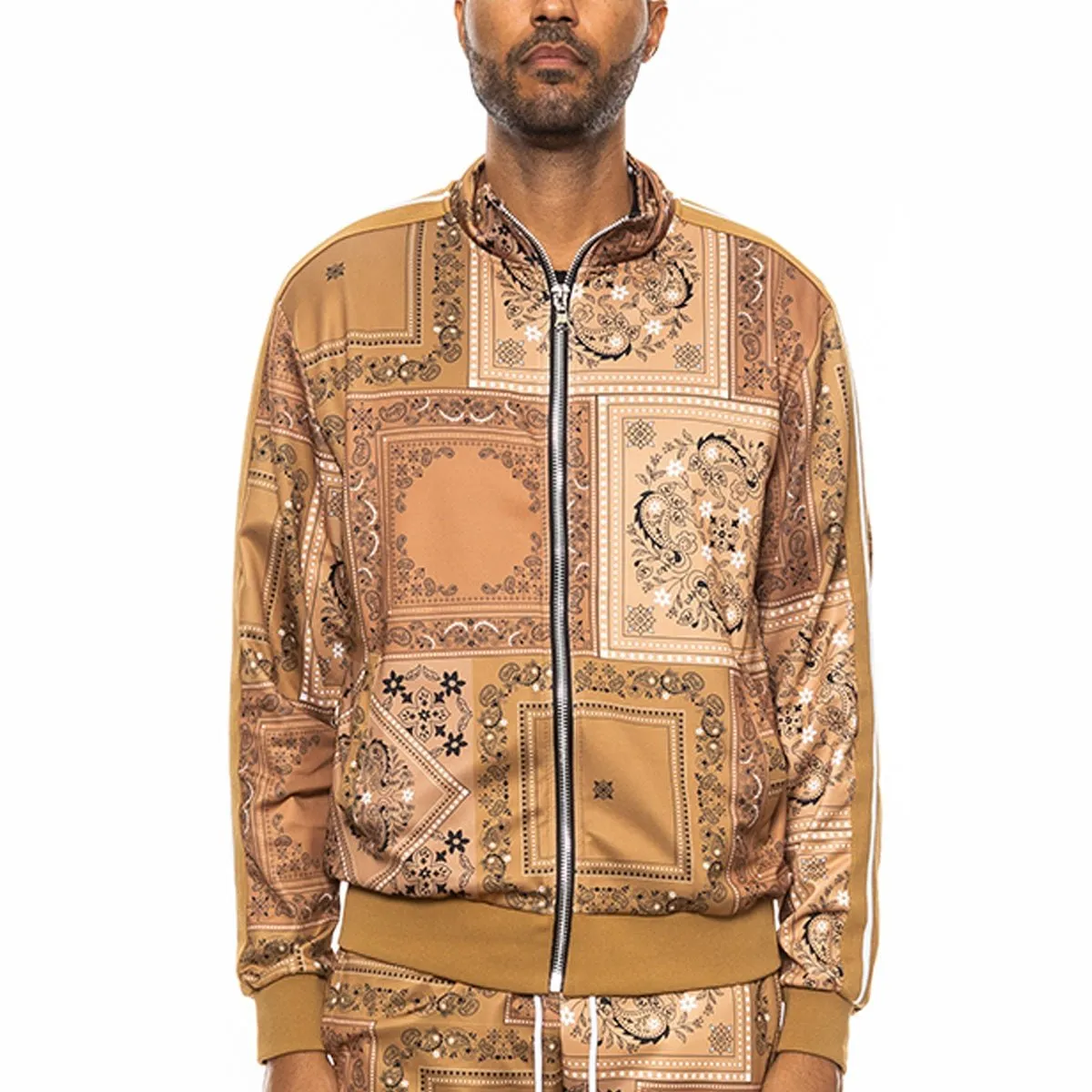 Olive Paisley All Over Print Track Jacket