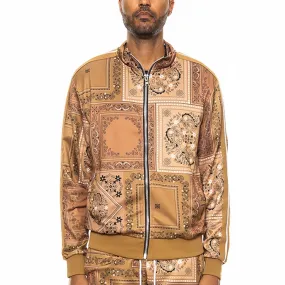 Olive Paisley All Over Print Track Jacket