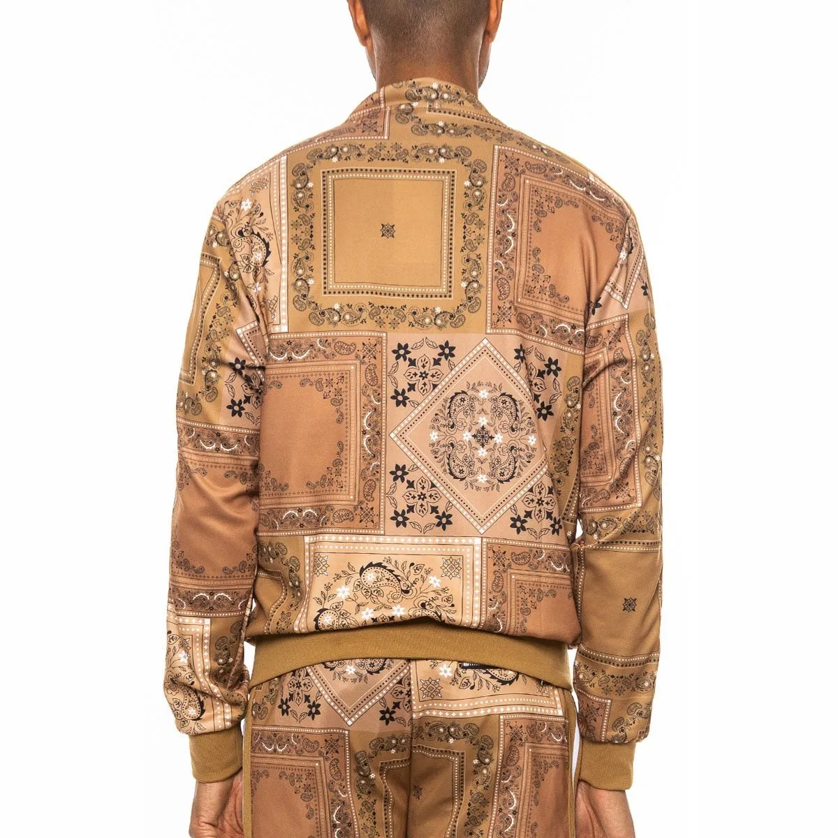 Olive Paisley All Over Print Track Jacket