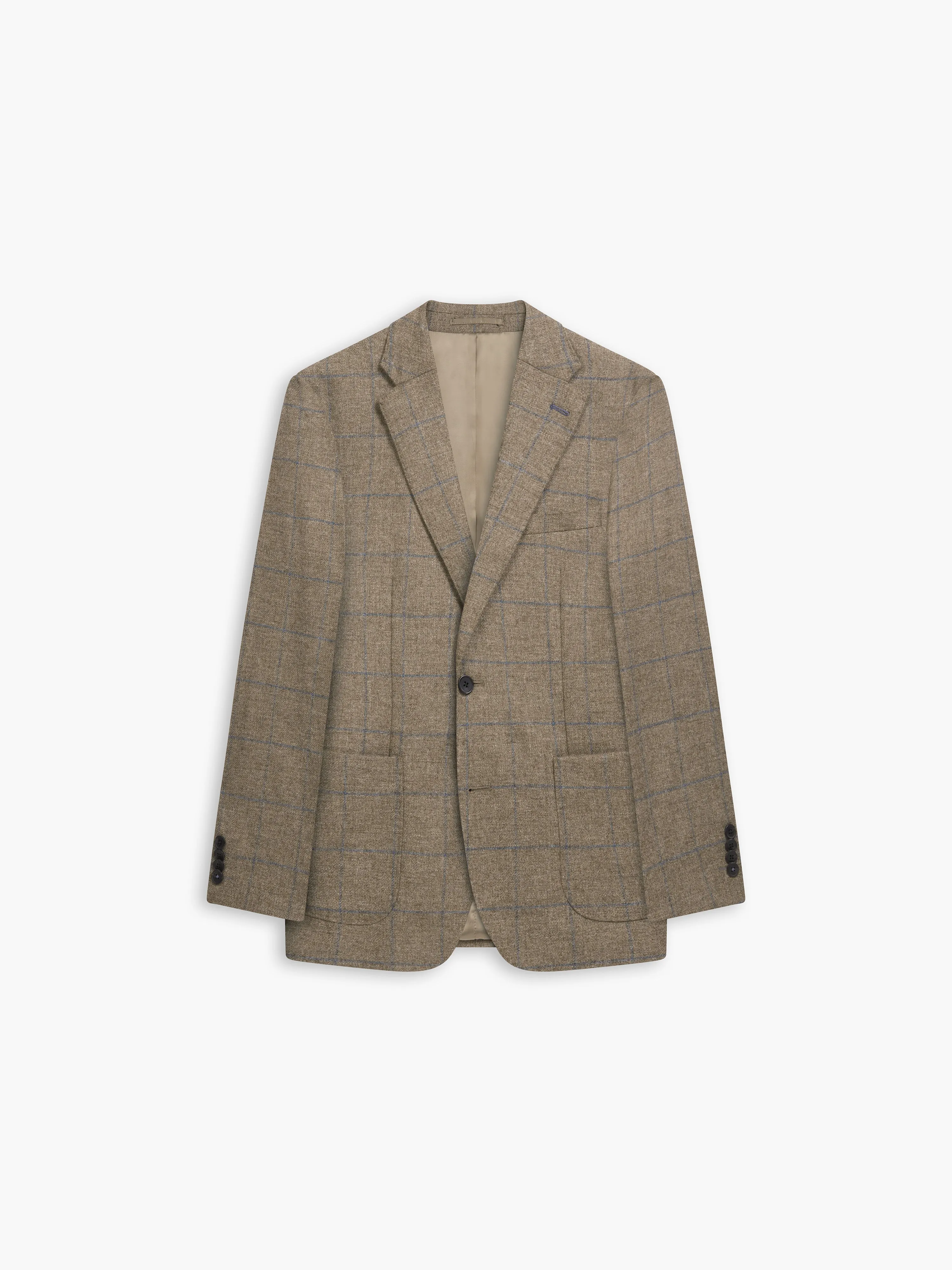 Olivier Slim Fit Jacket in Blue and Neutral Robert Noble Mill Wool Check