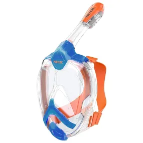 Open Box Seac Unica Full Face 180° GoPro Compatible Snorkel Mask - Blue/Orange, Size: Large / X-Large