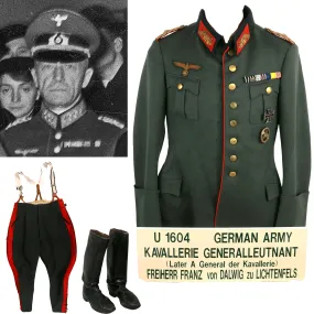 Original German WWII III Army Corps General der Kavallerie Baron Franz von Dalwigk of Lichtenfels Uniform Set - Formerly Part of the A.A.F. Tank Museum