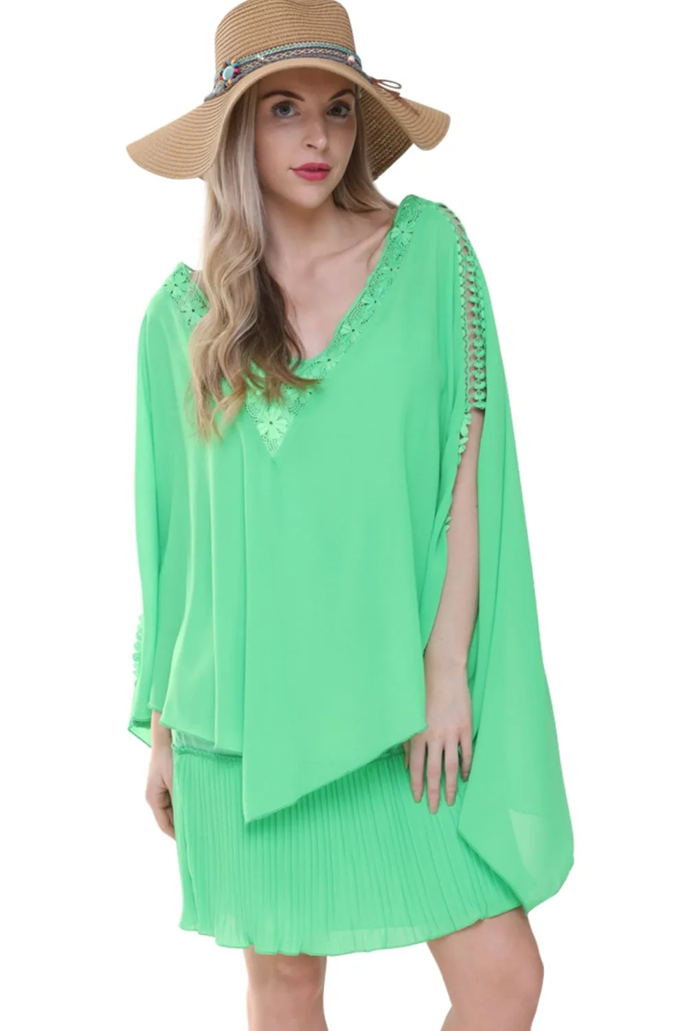 Oversized Crochet Layered Slit Kaftan Vest Top