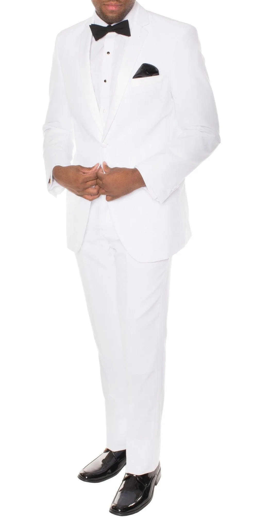 Paul Lorenzo Mens White Regular Fit 2 Piece Tuxedo