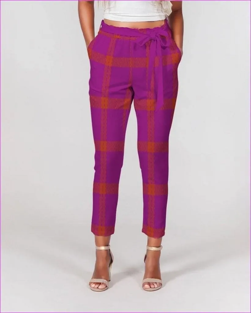 Perfusion Plaid Womens Belted Tapered Pants