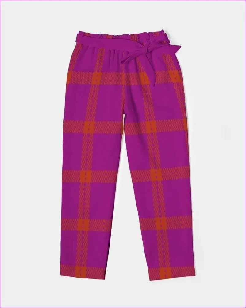 Perfusion Plaid Womens Belted Tapered Pants