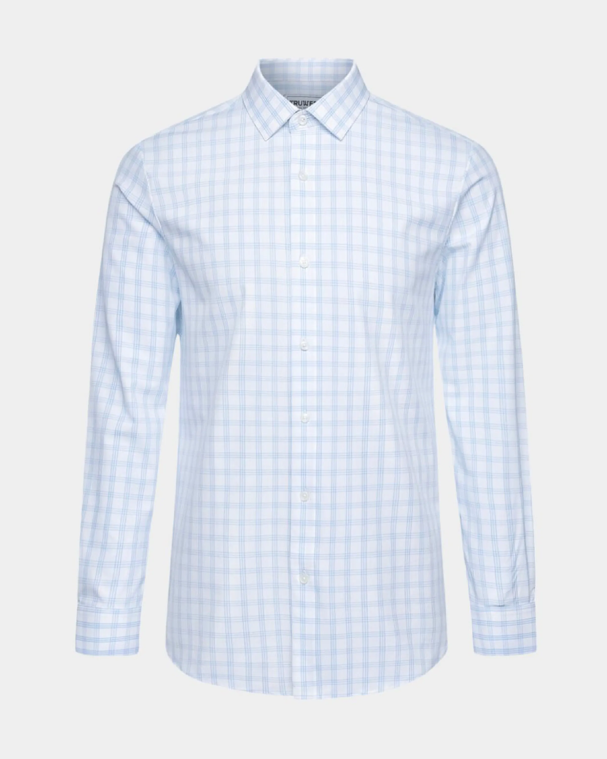 Phenom Professional Light Blue Tartan Long Sleeve Men's Dress Shirt