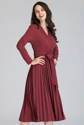 Pink Diamond Pleated Midi Dress