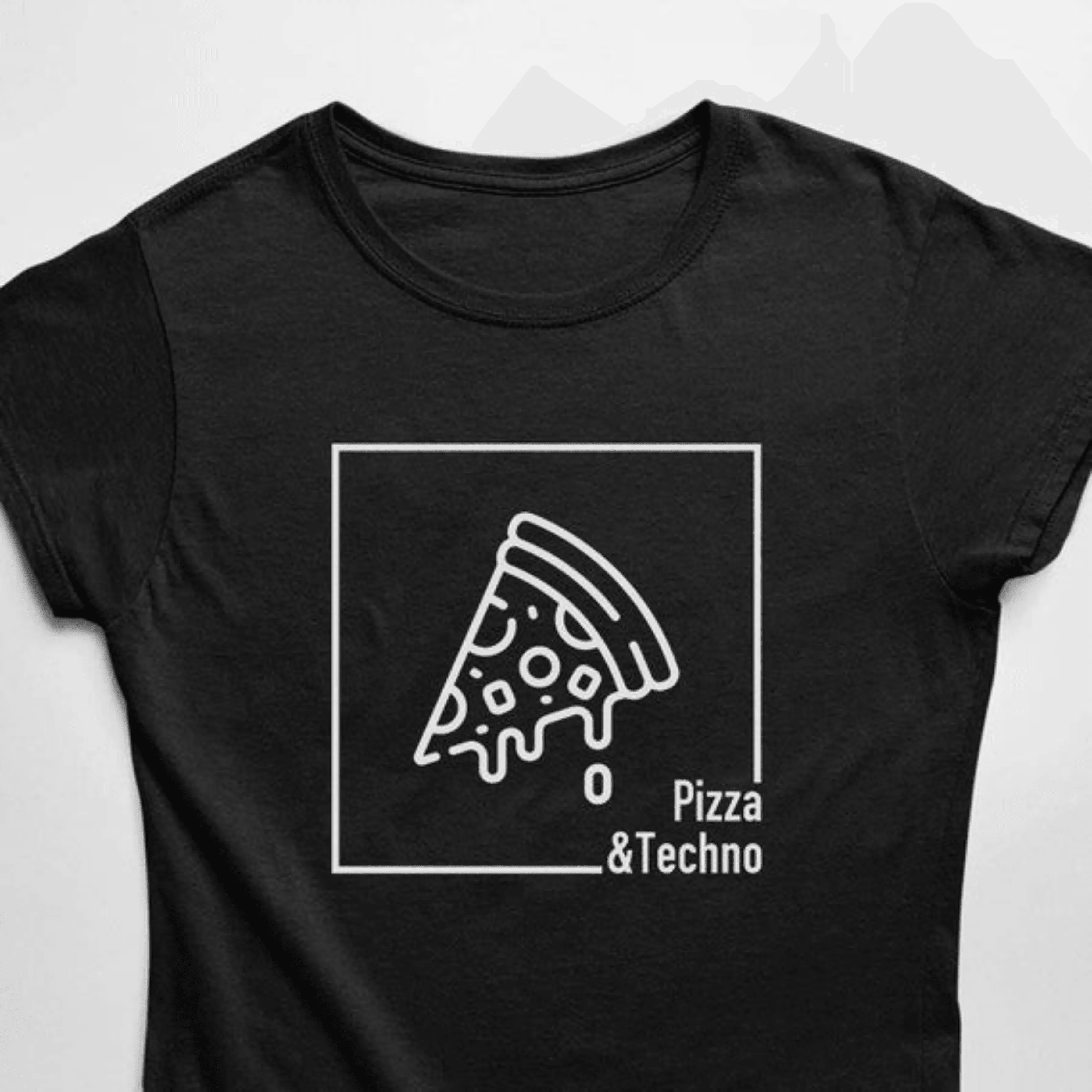 Pizza & Techno T-Shirt (schwarz oder weiß / Frauen)