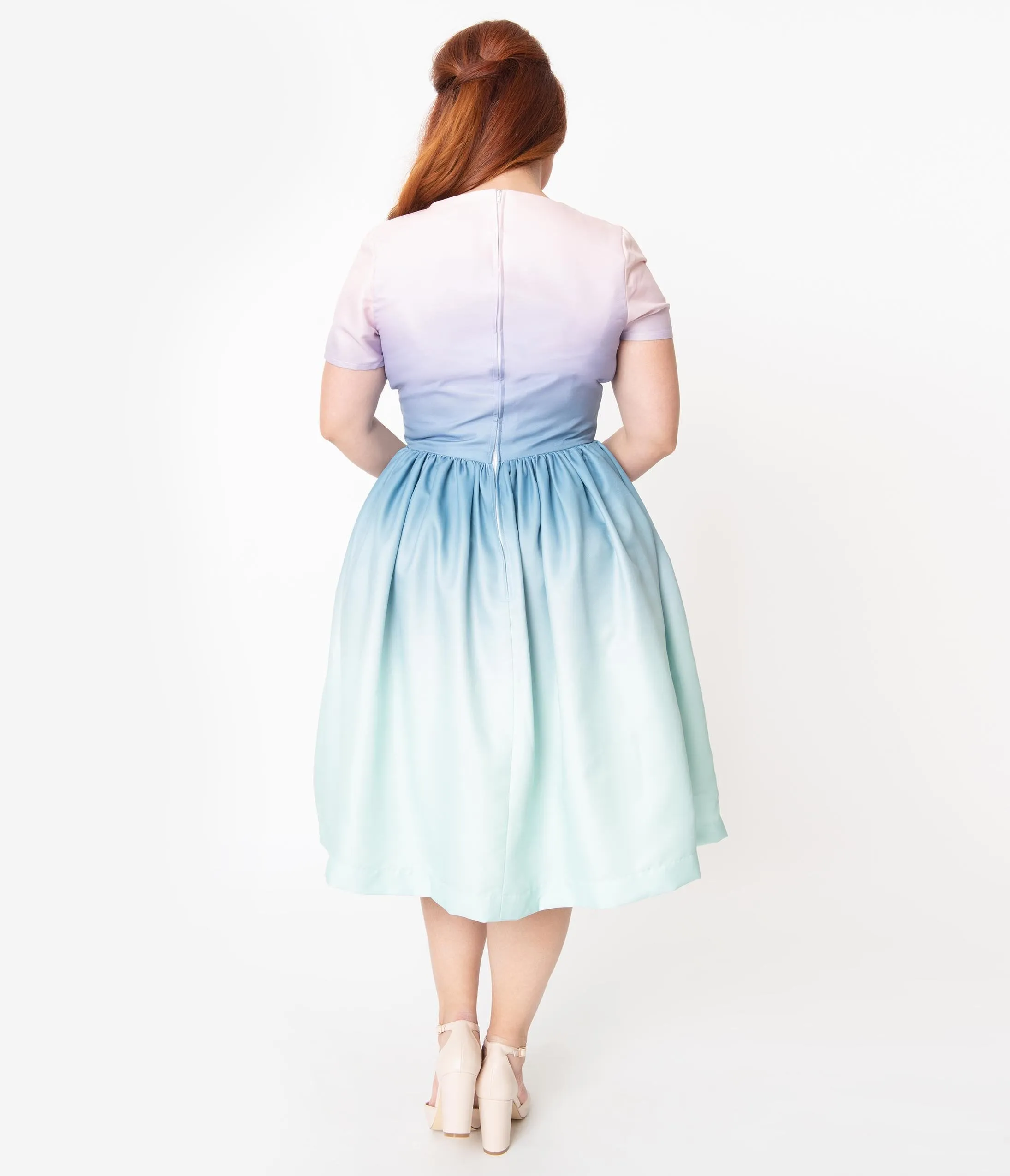 Plus Size Pastel Rainbow Ombre Alyssa Swing Dress