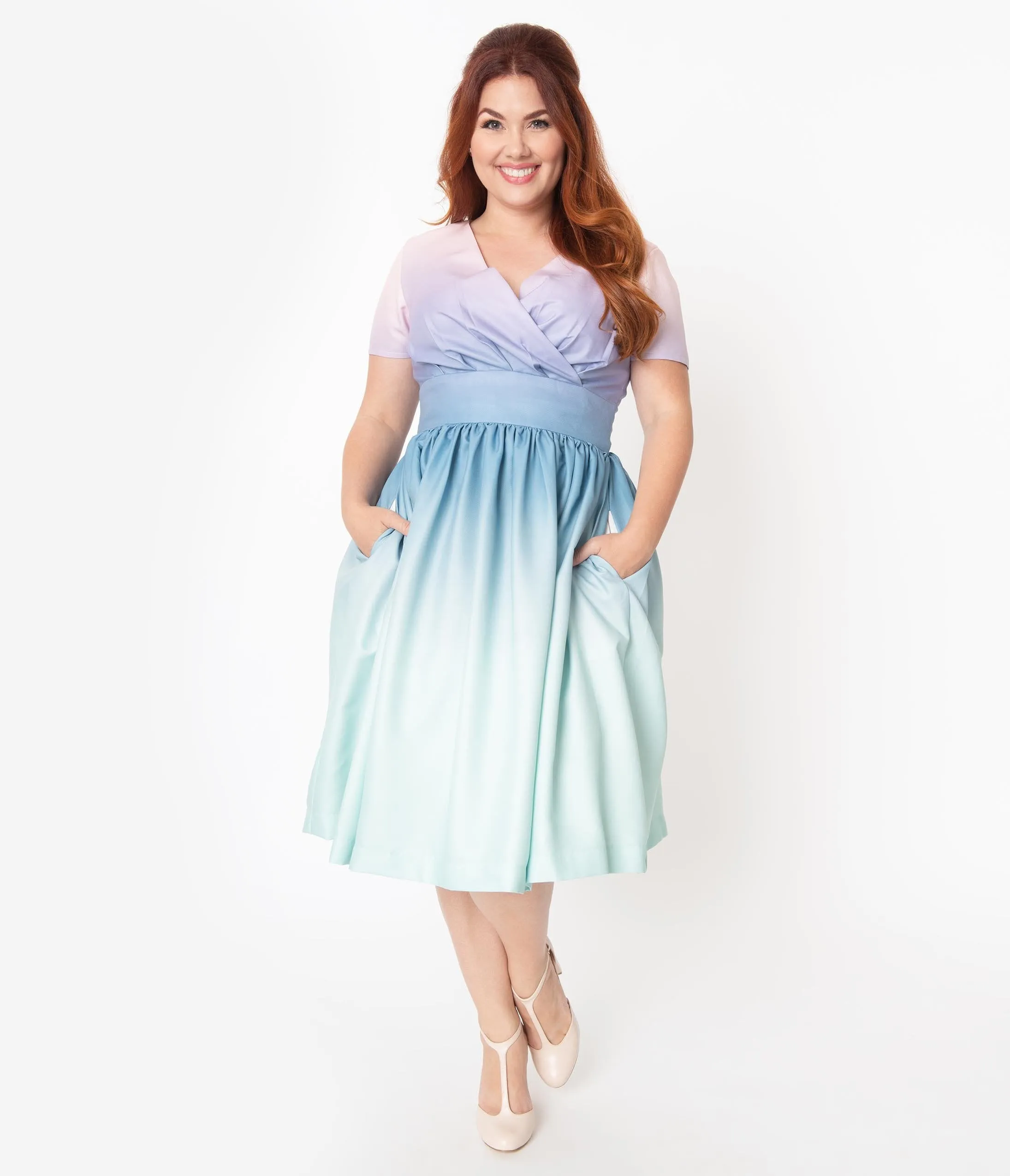 Plus Size Pastel Rainbow Ombre Alyssa Swing Dress