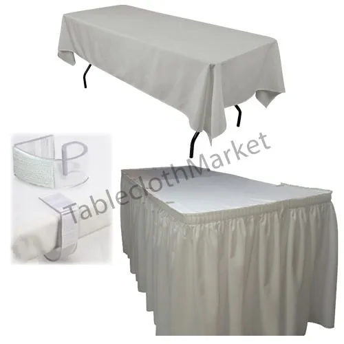 Polyester Pleated Table Set Skirt Skirting 21' Ft    Clip   Topper Media Day"