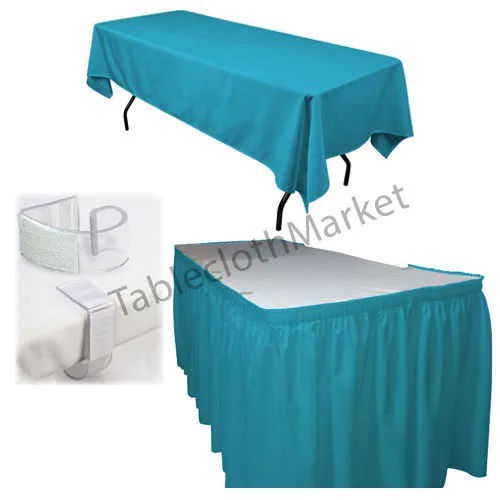 Polyester Pleated Table Set Skirt Skirting 21' Ft    Clip   Topper Media Day"