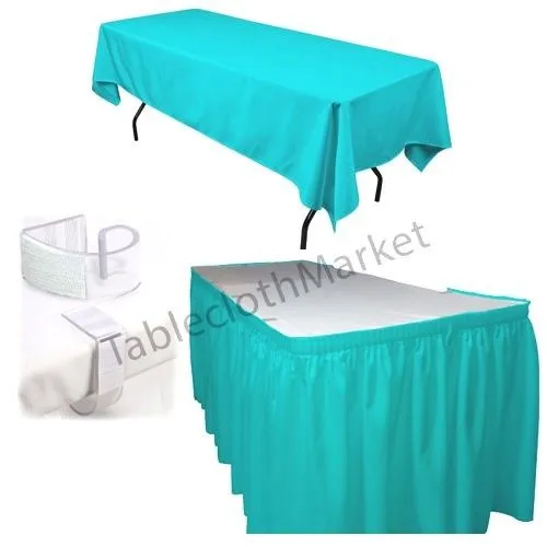 Polyester Pleated Table Set Skirt Skirting 21' Ft    Clip   Topper Media Day"