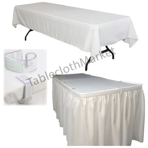 Polyester Pleated Table Set Skirt Skirting 21' Ft    Clip   Topper Media Day"