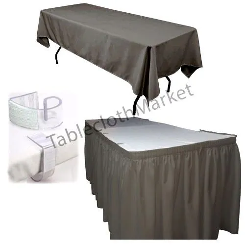 Polyester Pleated Table Set Skirt Skirting 21' Ft    Clip   Topper Media Day"