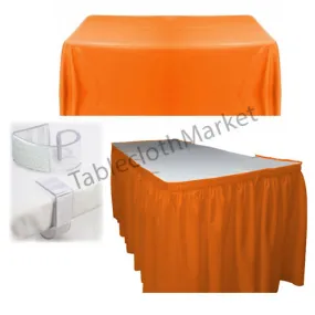 Polyester Pleated Table Set Skirt With Clips 14' Ft.    Clip   Topper Media Day"