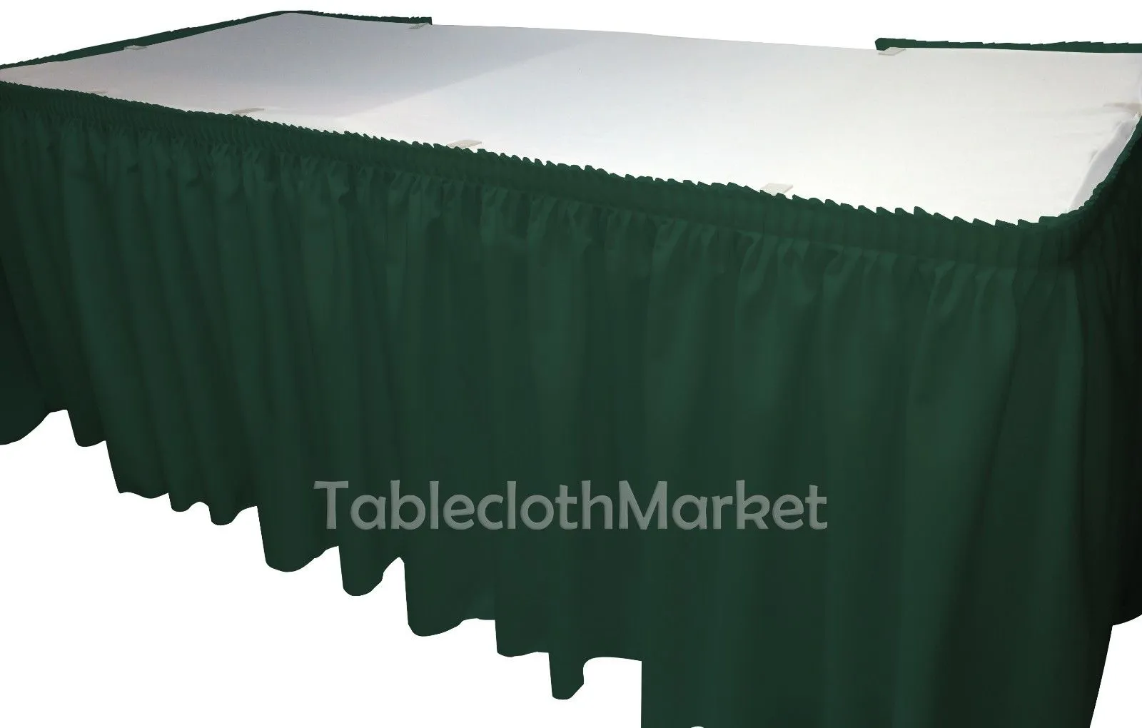 Polyester Pleated Table Set Skirt With Clips 14' Ft.    Clip   Topper Media Day"