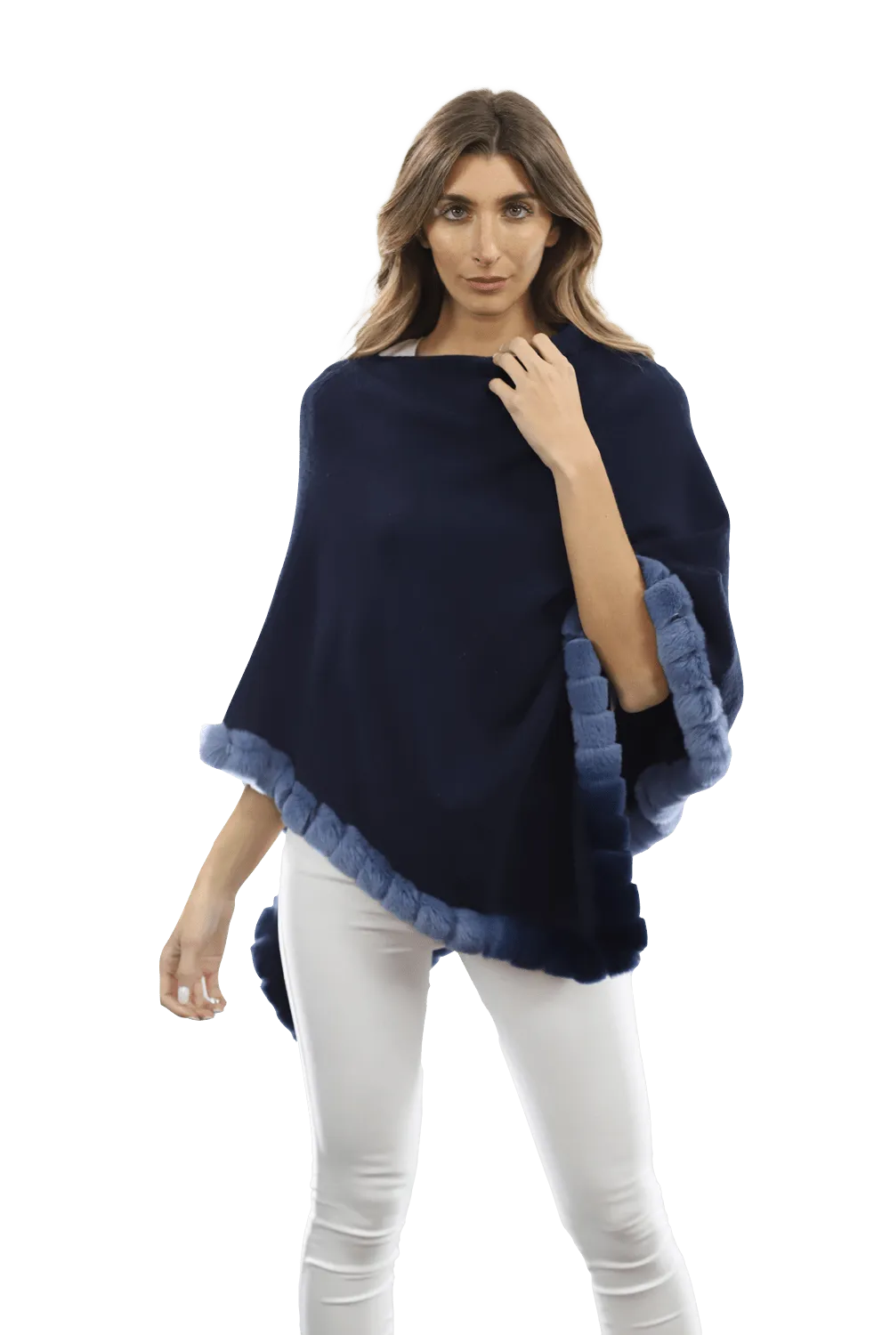 Poncho with Rex Rabbit Trim- Ombre