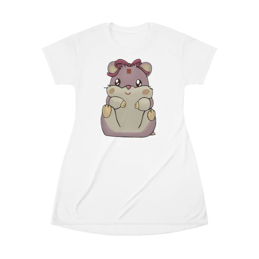 Purple Hamster All Over Print T-Shirt Dress