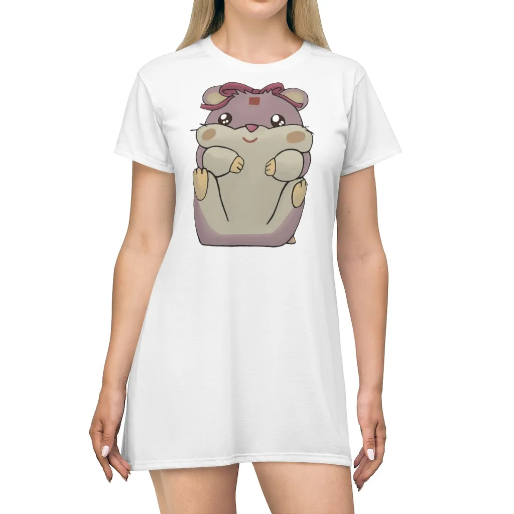 Purple Hamster All Over Print T-Shirt Dress